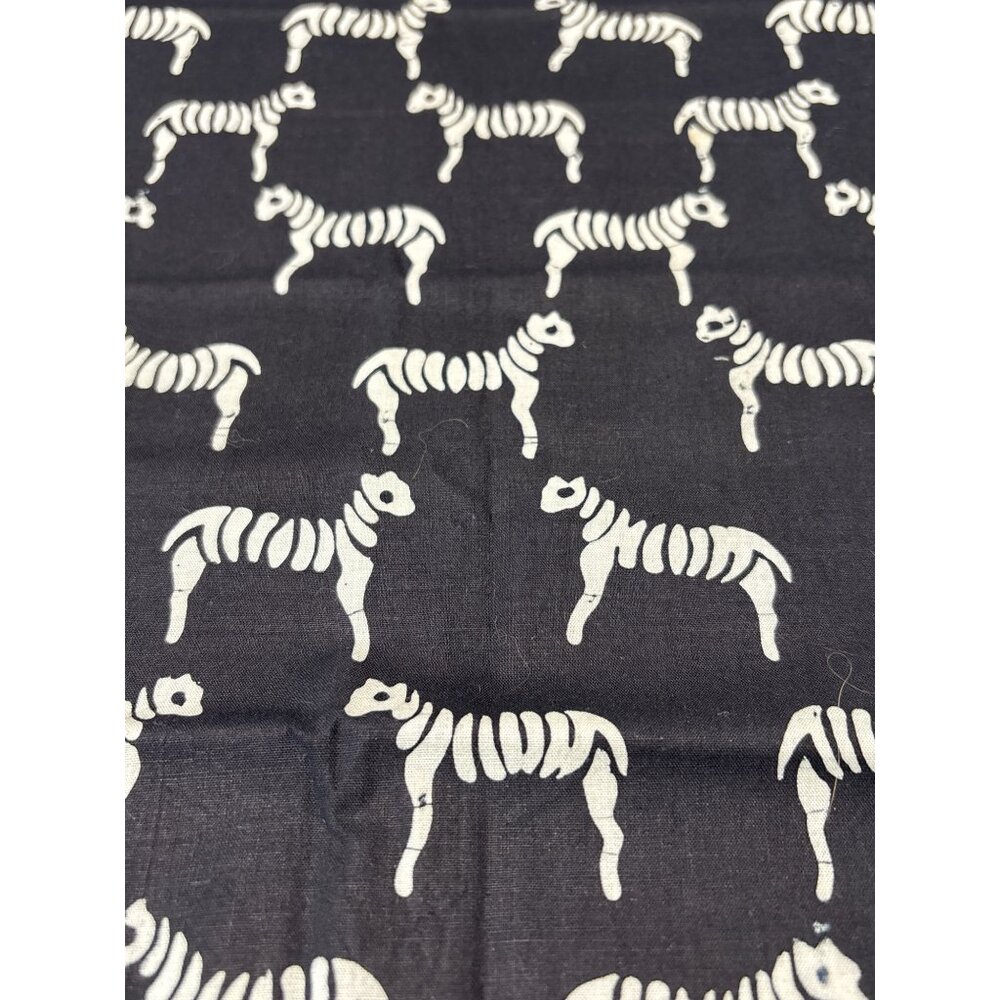 Skeleton Dog Print Cotton Fabric 19x18" Black & White Crafting Quilting Material